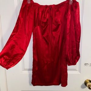 Red Fitted Long Sleeve Dress